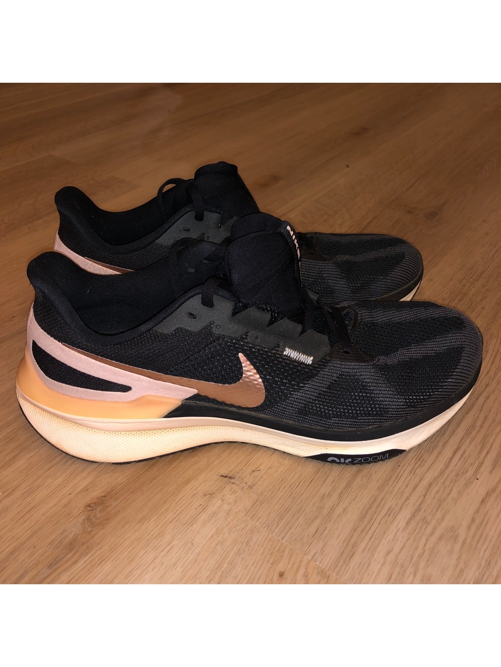 NIKE AIR ZOOM STRUCTURE 25 RUNNING SHOES PINK ROSE GOLD METALLIC WOMENS SIZE 11